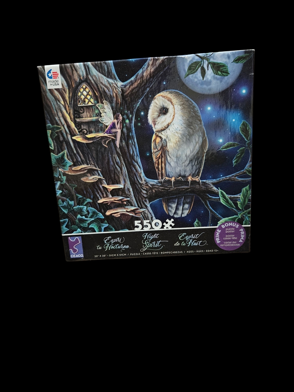 Night Spirit Owl Puzzle Box - 550 Piece - Blue, Brown, White
